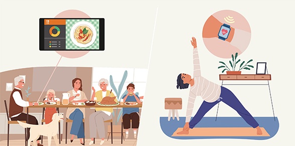 蓄積されたヘルスデータをもとに最適な食事のレコメンドで意識しなくても健康に